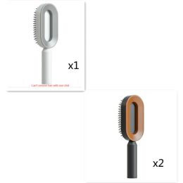 Self Cleaning Hair Brush For Women One-key Cleaning Hair Loss Airbag Massage Scalp Comb Anti-Static Hairbrush (Option: Set6)